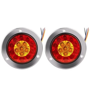 High Visibility Round LED Tail Stop Light Set for Vehicles at 24 Volts - Picture 1 of 12