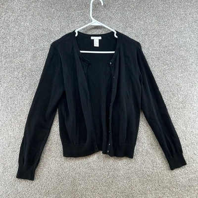 H & M Basic Women's Cardigan Sweater Size Medium Black Button Long Sleeve - Image 1 of 4