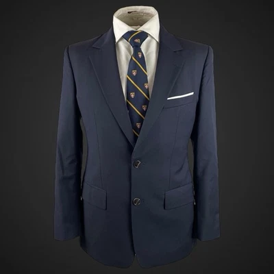 Chaqueta Blazer Aquascutum Para Hombre 38R Calce Ajustado Azul Marino Lana Traje Inteligente Ajuste 36/37 Foto 1 de 4