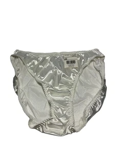 Vtg Delicates Bikini Sz 2X Satin Wet Panties Hi-Cut Glossy Second Skin White XXL - Picture 1 of 14