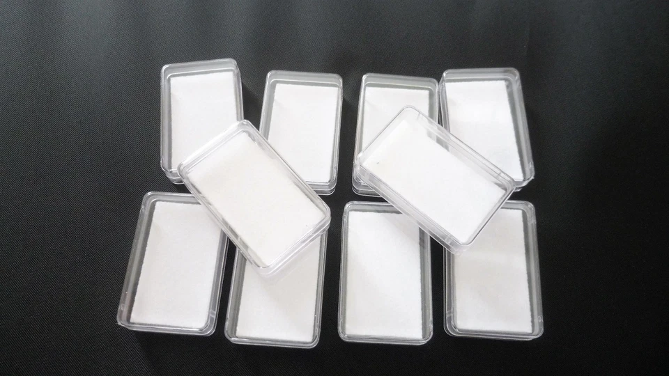 10 Scatoline in plastica rettangolare trasparente con feltrino bianco - Immagine 1 di 4