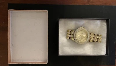 Techno Pave Reloj Hombre Cuarzo Oro Helado Acero Inoxidable Trasero Foto 1 de 4