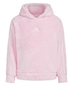 adidas Big Girl’s Cozy Pink Furry Sherpa Hoodie Size XL (16) Brand New‼️ - Picture 1 of 5