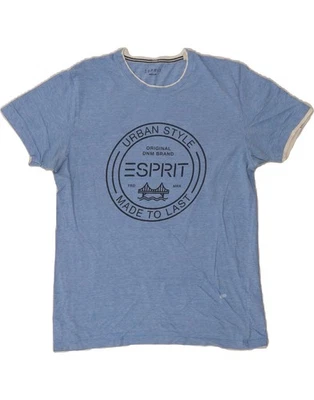 ESPRIT Mens Regular Graphic T-Shirt Top Medium Blue Cotton DB08 - Image 1 of 3