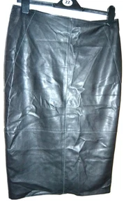 FANTASTIC SUPER SOFT AND SEXY DESIGNER BLACK FAUX LEATHER SKIRT AUTOGRAPH M&S - Picture 1 of 2