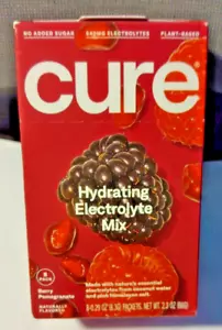 Cure Hydrating Electrolyte Mix Berry Pomegranate 8 Packets 2.3oz BB 6/25 - Picture 1 of 1