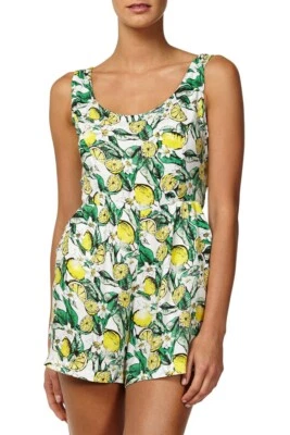 White Yellow Lemon Print Tie Back Playsuit - Cotton On - Size S 10 - image 1 of 3