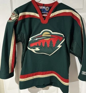 Vtg 2000-2003 Minnesota Wild Green Replica Hockey Youth Boys CCM NHL Jersey L/XL - Picture 1 of 2