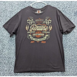 Camisa retro Harley Davidson para hombre L doble cara Geneva NY motociclista motocicleta gris - Imagen 1 de 12