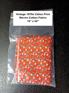 Vintage 1970s Calico Print - Woven Cotton Fabric - 16" x 42" - Picture 1 of 4