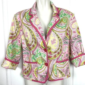 Vintage Carrie Allen Blazer Damen 10 Paisley Rosa Paspel Artsy Y2K Jacke - Bild 1 von 9