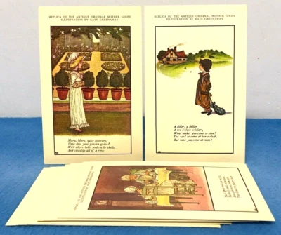 Vintage Merrimack Postcard Set Kate Greenaway Nursery Rhymes Hong Kong 1980s - Image 1 of 4
