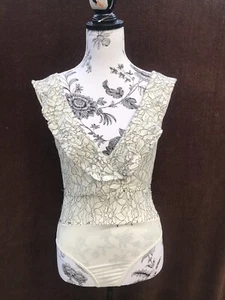 Temt sleeveless laced bodysuit / leotard . White / black. Size M/ L . Brand new - Picture 1 of 6