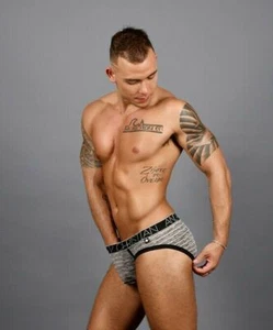 Andrew Christian Brief Calzoncillos a Rayas Transparentes Deportivos Slip Negro y Gris 91312 43 - Imagen 1 de 10