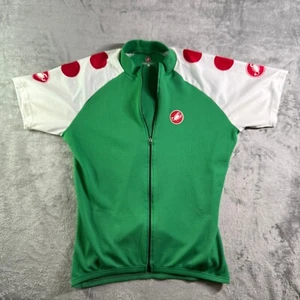 Castelli Cycling Jersey Full Zip Short Sleeve Green White Polka Dot XL - Picture 1 of 10