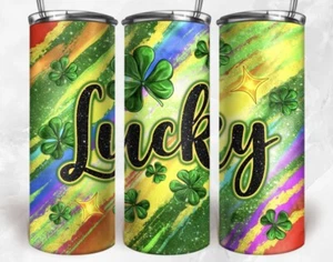 Trébol de cuatro hojas de la suerte del día de San Patricio, diseño, vaso delgado de 20 oz - Imagen 1 de 1