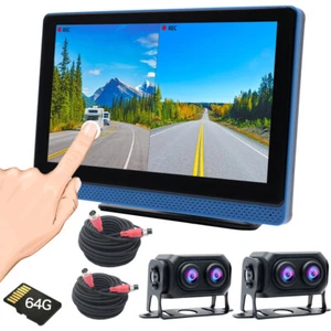 Dual AHD 2K Car Backup Dash Camera System+7" IPS Touch DVR Monitor 64GB RV Truck - Picture 1 of 13