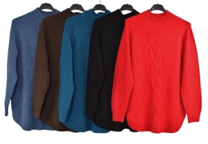 Ladies Italian Super Soft High Neck Cable Knit Jumper - Picture 1 of 6