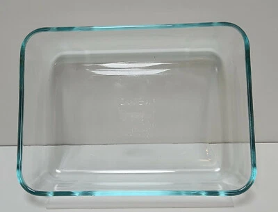Pyrex 7210 Clear/Aqua Casserole Oven Baking Dish 3 Cup Rectangle  7" x 5" x 1.5" - Image 1 of 2
