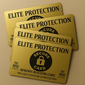 🏆 4 x Elite Protection Gold RFID/NFC Blocking Card. Credit Debit Card blocking - Picture 1 of 6