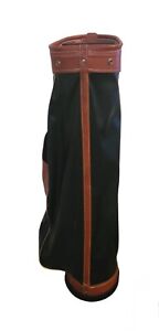 Vintage Westchester Golf Club Bag W/ Strap Black & Brown Naugahyde 3 Pocket 
