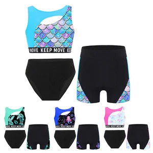 Kids Girls Swimsuit Set Sun Protective Beachwear Rashguard Bikini Suit Pool - Picture 1 of 34