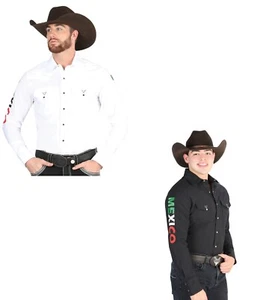 Men's El General Western Cowboy Shirt Embroidered Long Sleeve 2303 Mexico - Picture 1 of 9