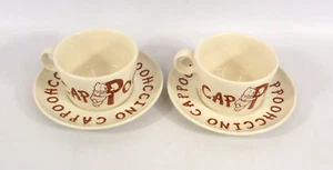 Vintage Disney Winnie the Pooh 'Cappoohccino' Mug / Cup and Saucer Set x 2 - Picture 1 of 13
