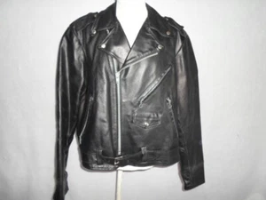 VINTAGE Sears dicke STEERHIDE LEDER Motorrad Biker Jacke 46 TOP - Bild 1 von 10