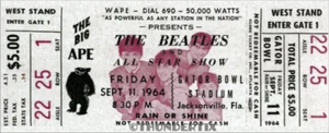 1  BEATLES UNUSED FULL CONCERT TICKET 1964 Jacksonville FL wh  laminated reprint - Picture 1 of 1