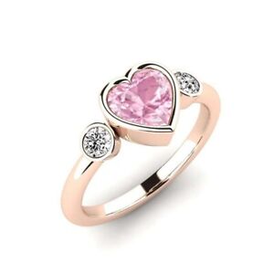 Zestaw ramki różowej topazu kształt serca 6,00 mm pierścionek obietnica z różowym pozłacanym
