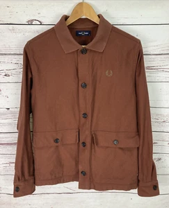 Fred Perry Overshirt M Shacket Brown Cotton Twill - Picture 1 of 14