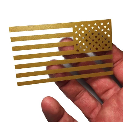 Calcomanía Invertida Marrón Gruesa Transparente Bandera Americana EE. UU. Policarbonato 2 x 3.5" Foto 1 de 3