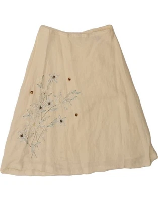 Falda IZOD para mujer línea A US 6 mediana W32 blanco roto floral lino CG07 Foto 1 de 4