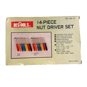 Juego de 14 destornilladores de tuerca métricos Bestools NOS 7 PC y SAE 7 PC codificados por colores por talla - Imagen 1 de 8
