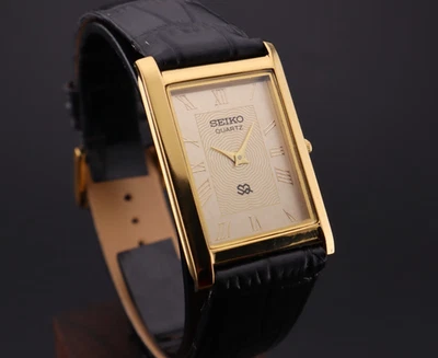Vintage Seiko Slim Quartz GOLD DIAL Gentlemen's Wrist Watch - FREE SHIPPING - Image 1 of 4