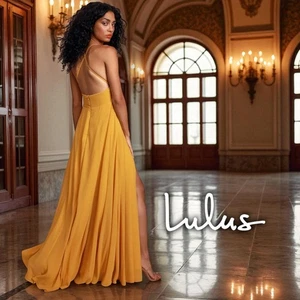 Lulus Dreamy Romance Maxi Dress Women’s Large Honey Mustard Yellow Backless - Picture 1 of 11