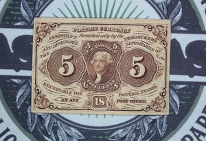 U.S. 5c Fractional JEFFERSON Postage Currency First Issue Fr# 1231 #EC1 ECC&C - Picture 1 of 5