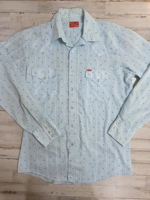 Camisa de Colección Western Pearl Manga Larga a Presión 15.5-34 Ely Plains Vaquero Para Hombres Azul Foto 1 de 4