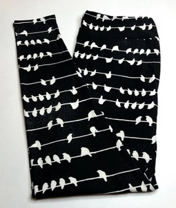 NEW LuLaRoe TC Leggings BLACK WHITE Line Stripe Unicorn Flock BIRD Feather Wire - Picture 1 of 4