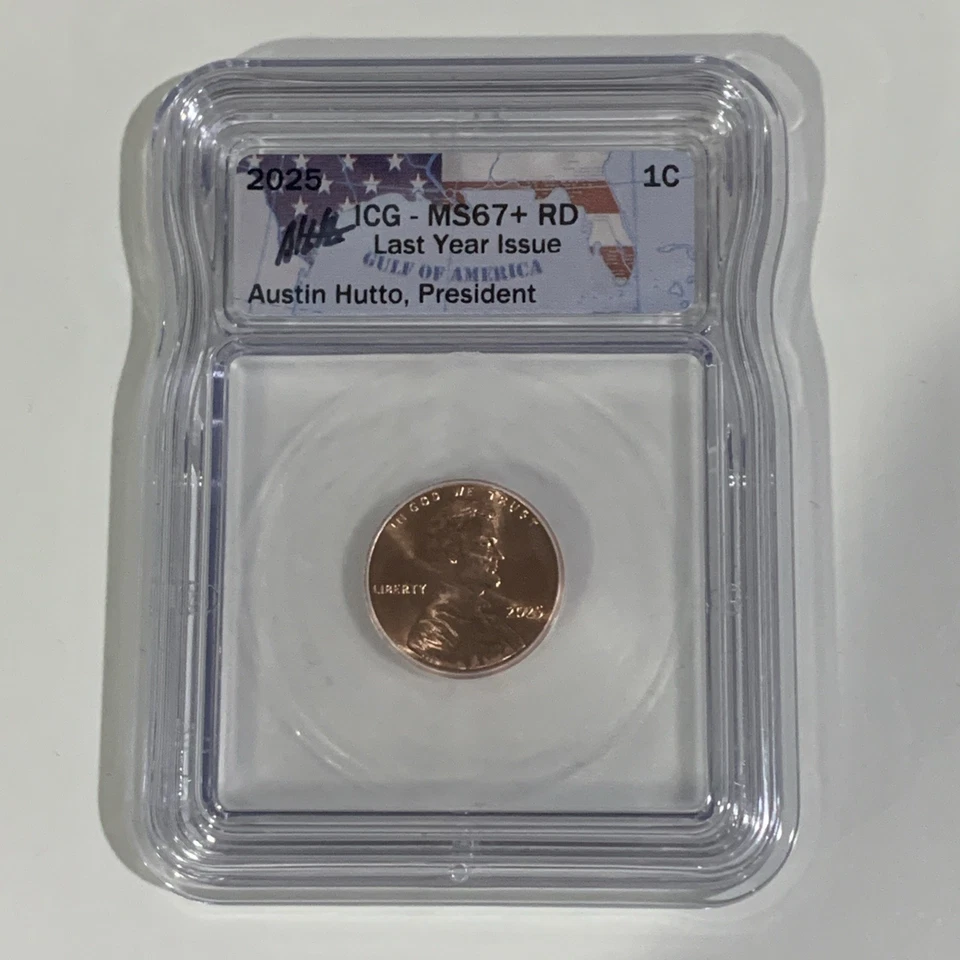 MS67+ RD 2025 1C Lincoln Shield Cent Penny Coin Last Yr Issue w Austin Hutto Sig - Image 1 of 1