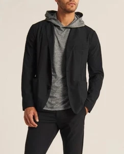 Abercrombie & Fitch Stretch Blazer Men XL Black 2 Button - Travel - Picture 1 of 14
