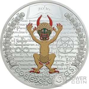 CODEX GIGAS Diavolo Il Lato Oscuro 1 Oz Moneta Argento 1000 Fr Guinea Equatoriale 2016 - Foto 1 di 4