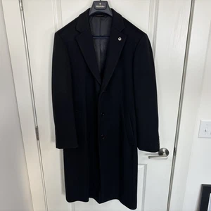Brooks Brothers Men’s Size 38R Loro Piana Storm System Black Wool Overcoat EUC - Picture 1 of 9