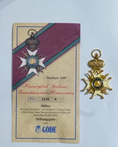 Orden Abzeichen Göde Sachsen 1689 Herzoglich Sachsen Ernestinischer Hausorden - Bild 1 von 1