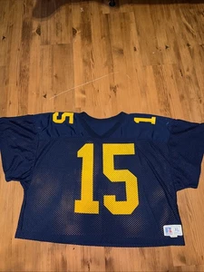 Vintage Football Jersey Russell XL Mesh Navy Blue Made in USA 80s Cropped - Picture 1 of 4