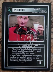 Star Trek CCG Signed "Q" John De Lancie Interrupt Card/Lemon Aid 1996 - Picture 1 of 2