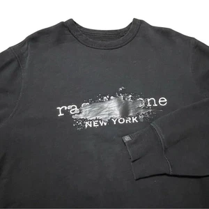 Rag & Bone New York Graffiti Paint Splatter Crewneck Sweater Black Large Men - Picture 1 of 9