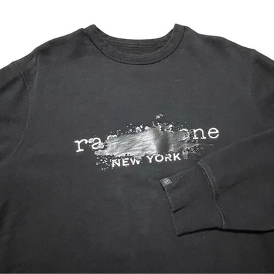Rag & Bone New York Graffiti Paint Splatter Crewneck Sweater Black Large Men - Image 1 of 4