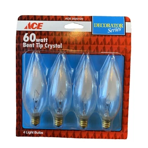Ace 60-Watt Clear 60CAC CD4 Light Bulbs Bent Tip Candelabra 4 Pack Decorative - Picture 1 of 3